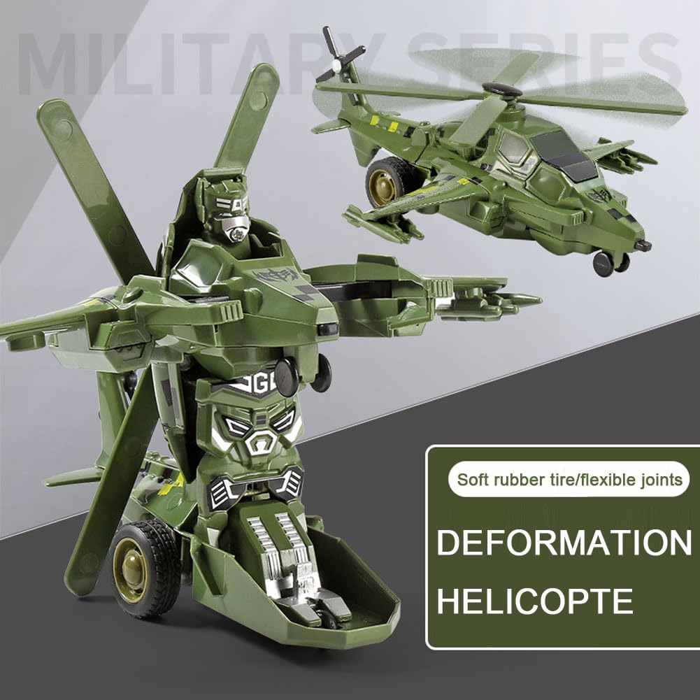 Transforming Airplane Toy Aircraft Robot Toy barn Enkel flygplan Modell leksaker barn pojkar Och flickor rolig lek fordon gåvor för småbarn barn 3–8 år (Green)