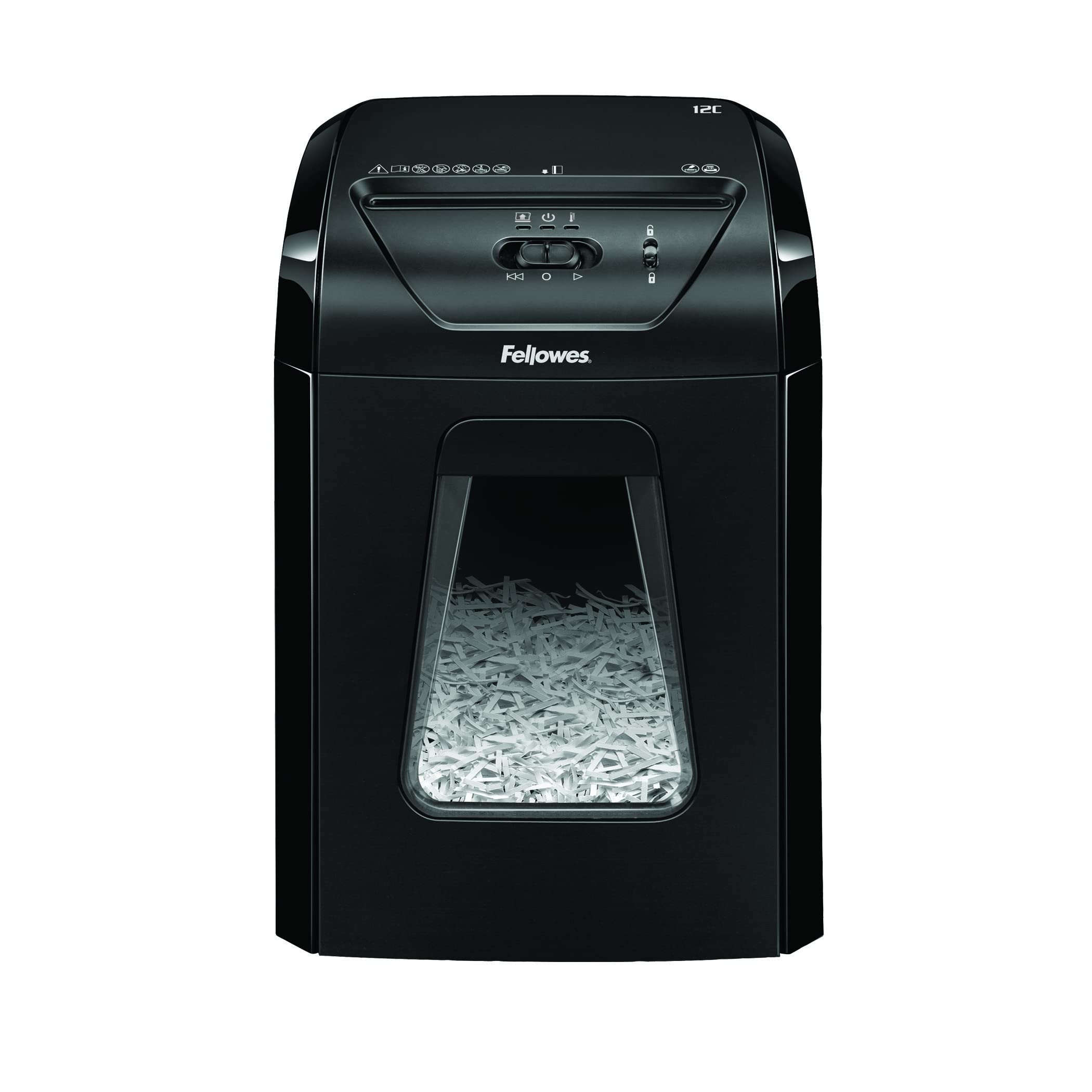 Fellowes 43859732326 Niszczarka do Dokumentów, Czarny, 19 l, kdo 12 Arkuszy