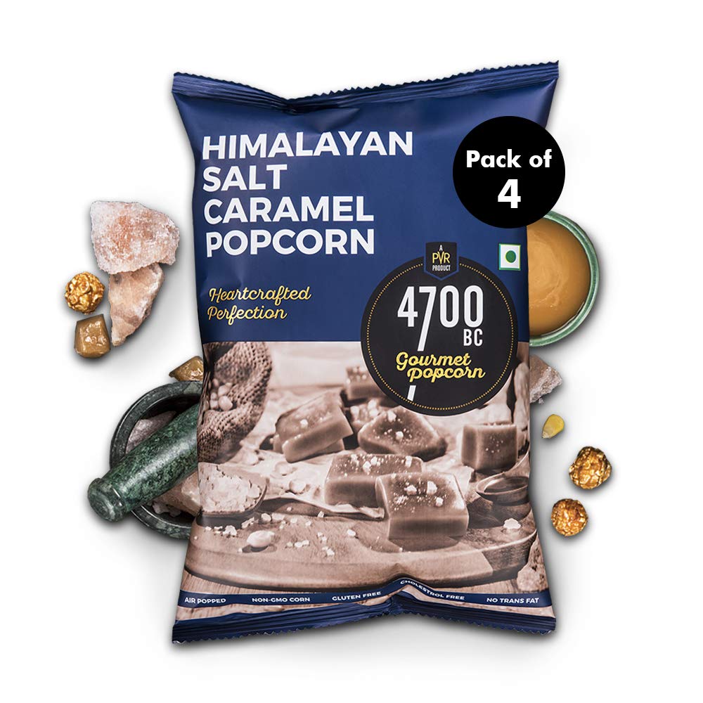4700BC Himalayan Salt Caramel Popcorn, Pouch, 60g (Pack of 4)