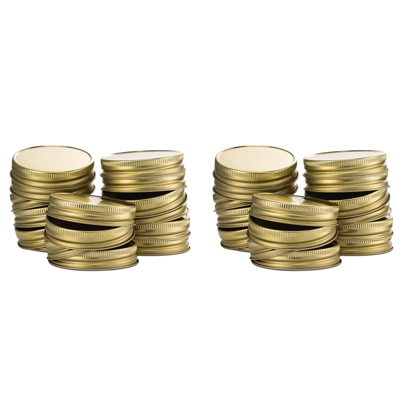 Hndhbfgrt 48 Packs Jar Lids Regular Mouth Leak Proof Secure Storage Solid Caps (Gold)