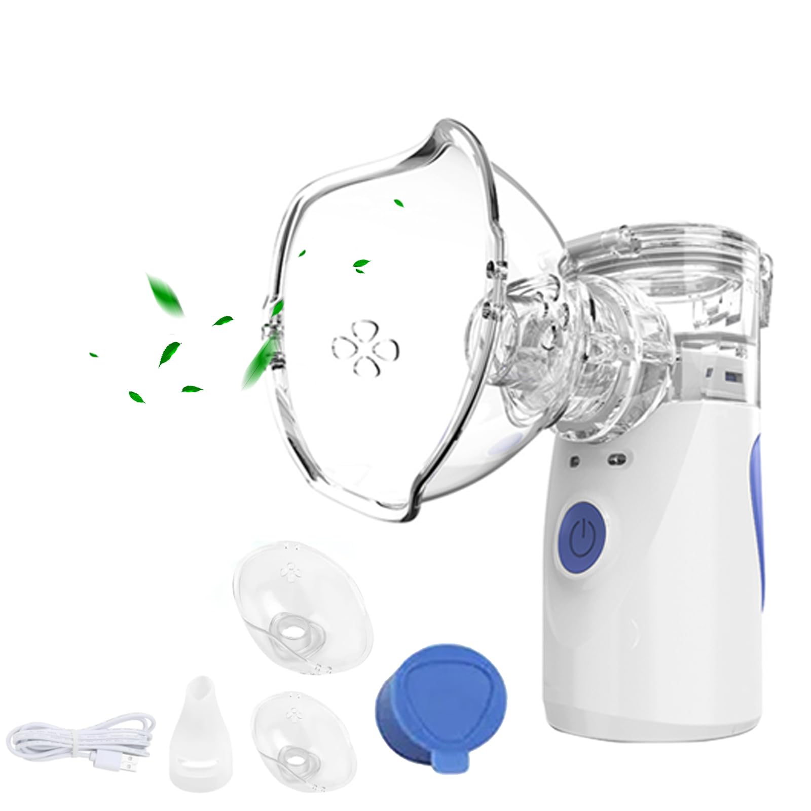 Nebulizador Portátil para Adultos & Niños & Bebe, Aerosol Ultrasónico Silenciosos Recargable USB con 2 Máscaras & 1 Boquilla, Eléctrico Inhaladores Ruido Bajo Mano para Hogar Uso Viaje