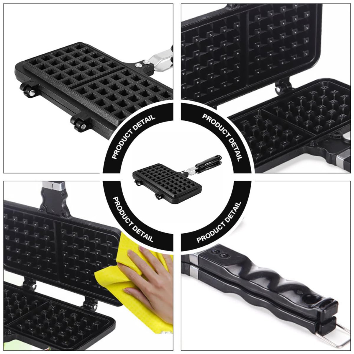 Stampo per Waffles Nero in Alluminio Pressofuso per Forno | Facile da Pulire, Modulo da Cucina per Preparazioni Fai da Te, Uso su Gas