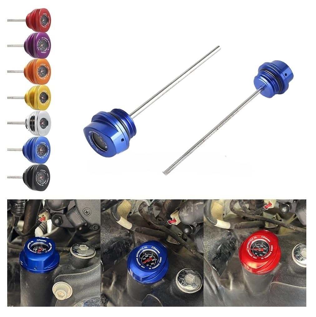 Combustible Varilla Accesorios para Motocicletas Varilla De Medición Temperatura Aceite Motor Tapa Tanque con Indicador(Red)