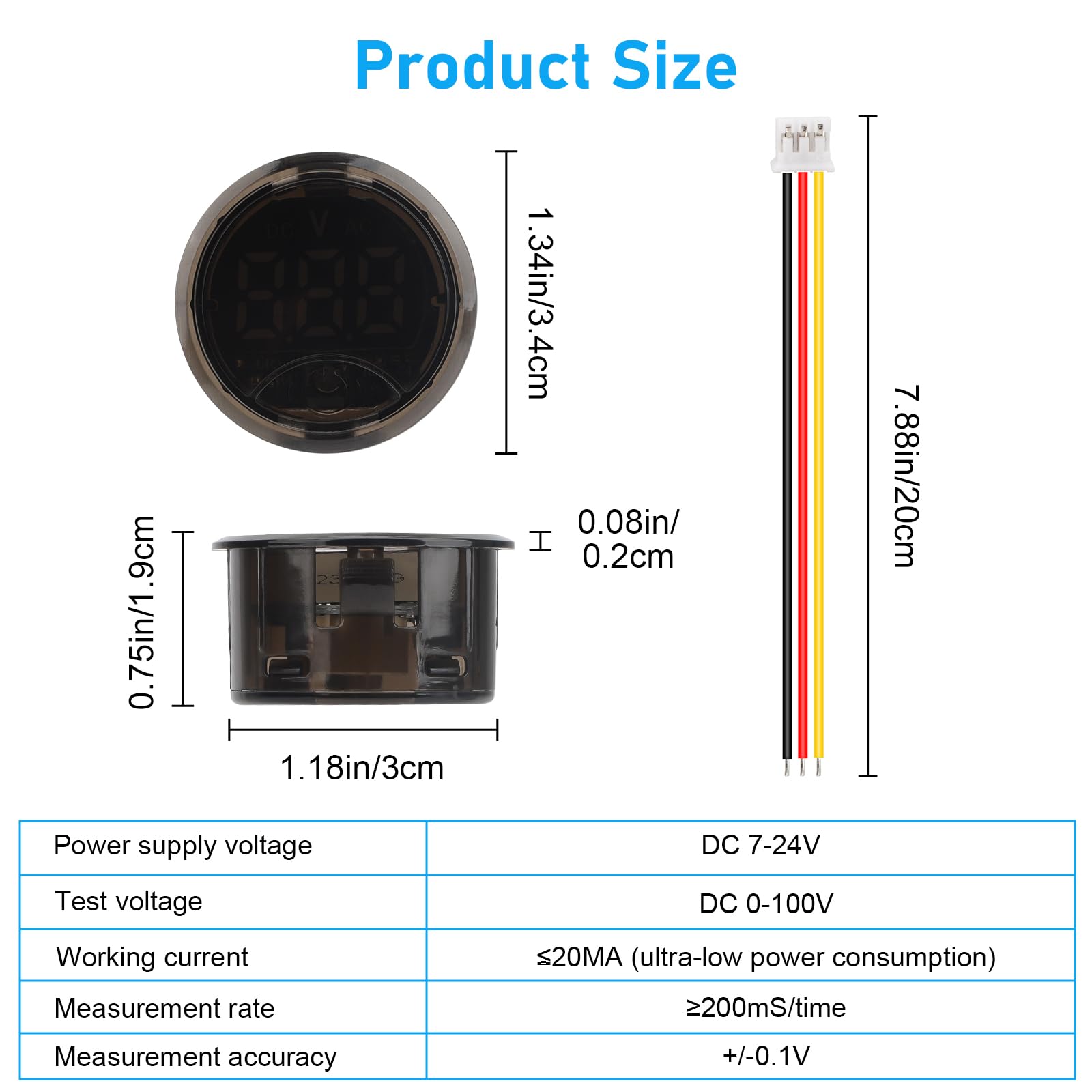 Linkstyle Voltmètre De Batterie, Jauge De Tension Dc 0-120v, Voltmètre Numérique 12v Avec Interrupteur Tactile Et Alarme De Basse Tension