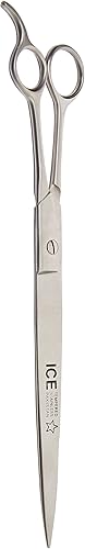 TAMSCO Tijera de peluquero/peluquero con reposo de acero inoxidable de 12 pulgadas con borde biselado templado con hielo recto