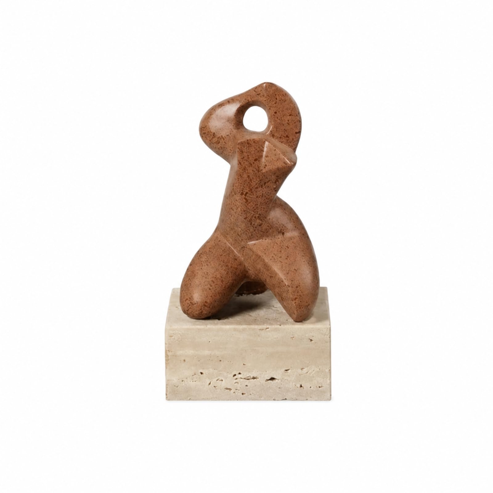 B Baosity Escultura con Base Cuadrada Texturado | Abstracto, Adorno Mesa con Base, para Escritorio, Estantería, Recibidor