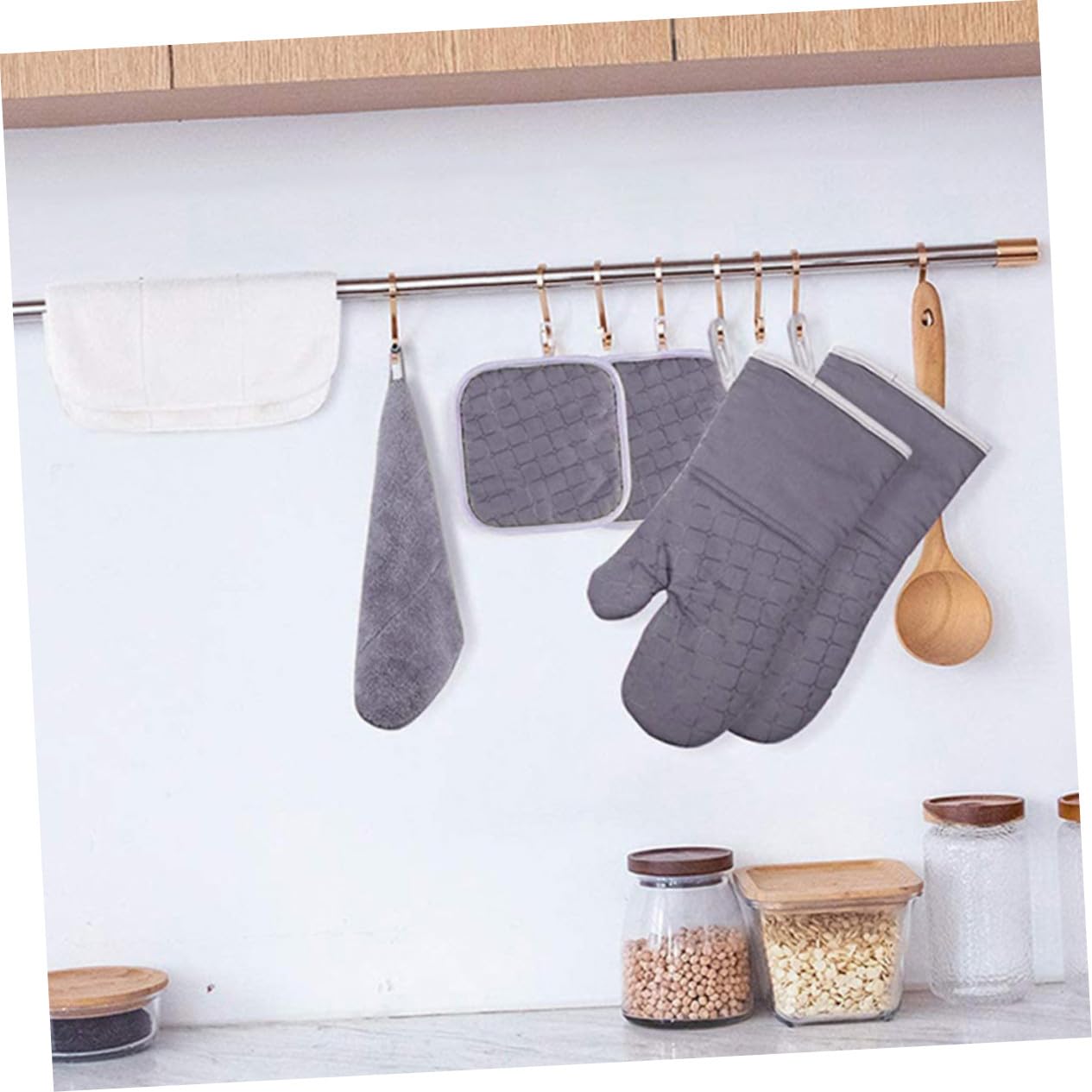 Ipetboom Four Résistant Chaleur de Cuisine Anti-brûlure Protection pour Cuisson Maniques pour Four à Micro-Ondes