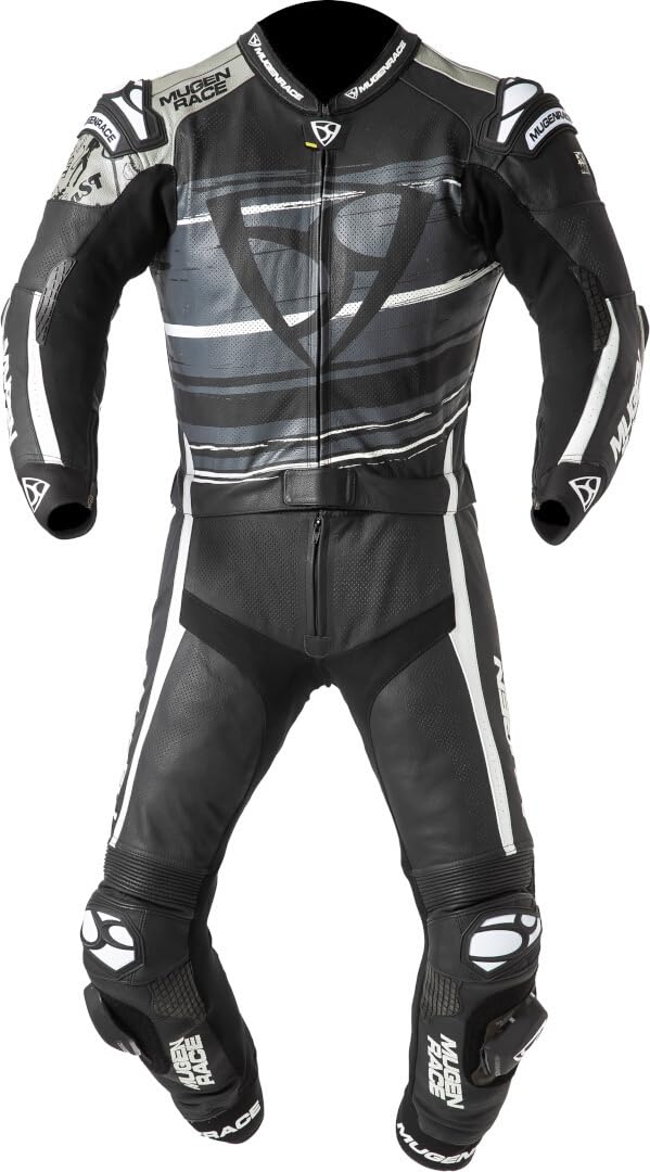 RC-Max Due perforowany dwuczęściowy skórzany kombinezon motocyklowy, czarny/biały/szary, 50