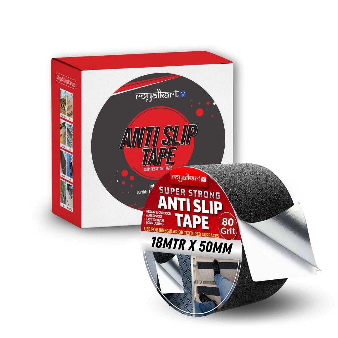 Royalkart Premium Anti Slip Tape, Anti Skid Fall Resistant Tape, Self Adhesive tape for Slippery Floors, Staircase, Ramps, Indoor, Outdoor Use. SIZE - 18M x 50MM (Black). (B07TB8HSG8) Amazon Price History, Amazon Price Tracker