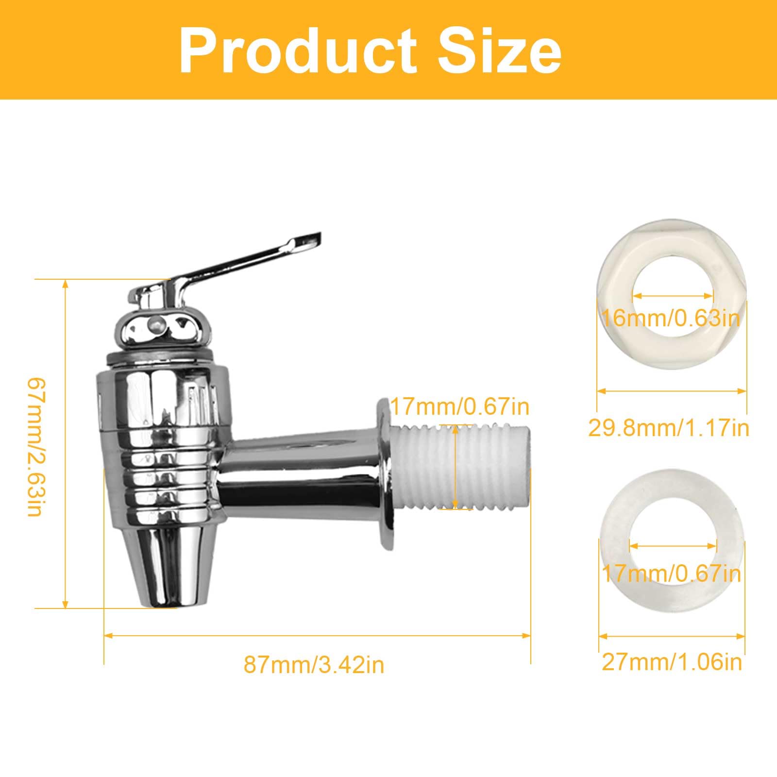 DEANKEJI Rubinetto per Tanica Plastica 4 Pezzi ABS Rubinetto del Distributore, Rubinetto Tanica con Distanziatori e Dadi, Apertura Filettata 1,7 x 2,8 cm, Rubinetto per Succo, per Caffè, Succo