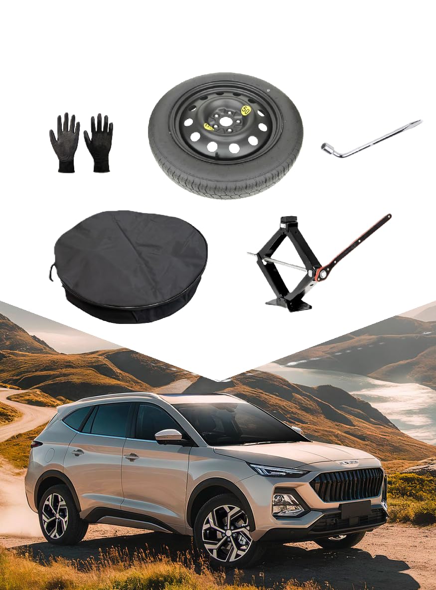 Kit de rueda de repuesto de 18 pulgadas, compatible con Evo 7, con gato, llave, guantes y bolsa