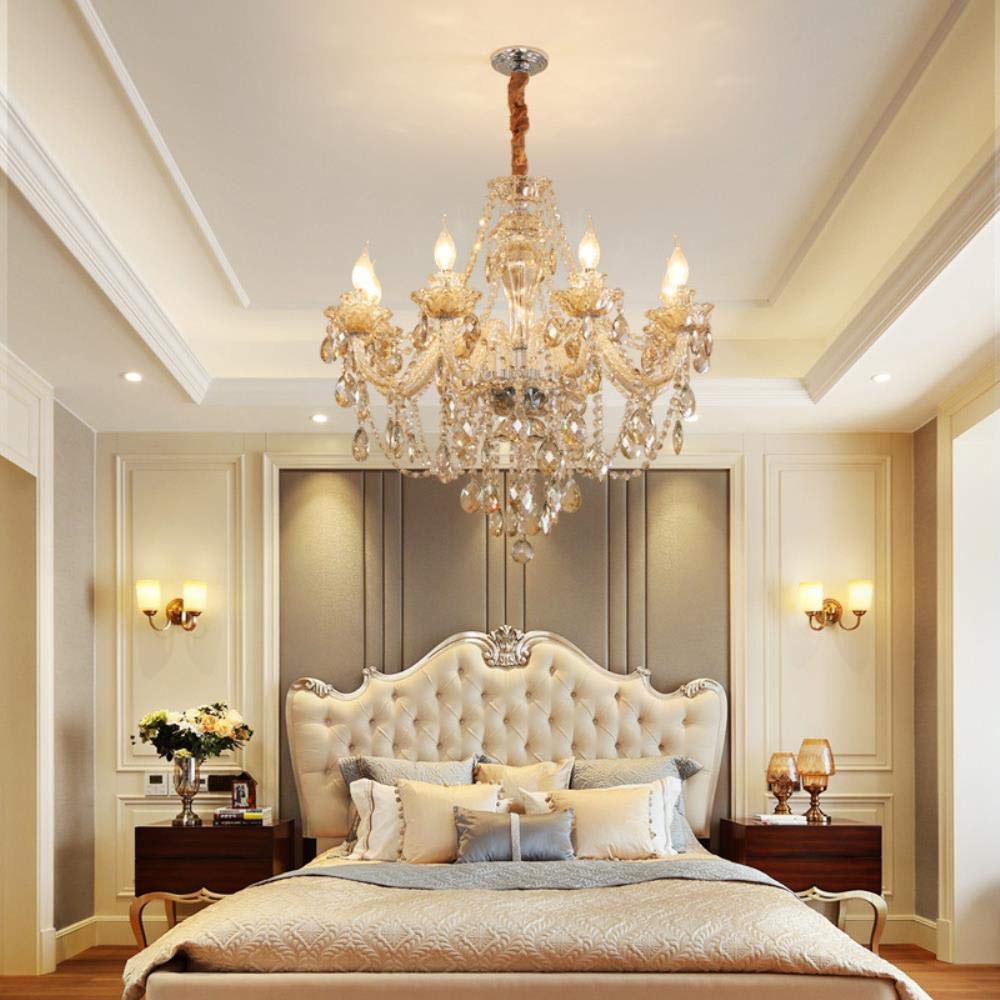 Lampadario Plafoniera in cristallo minimalista americano, Lampadario in cristallo retrò dorato Lampada da soffitto a LED Soggiorno Ristorante Hotel Lampada a sospensione Apparecchio E14 Camera da le
