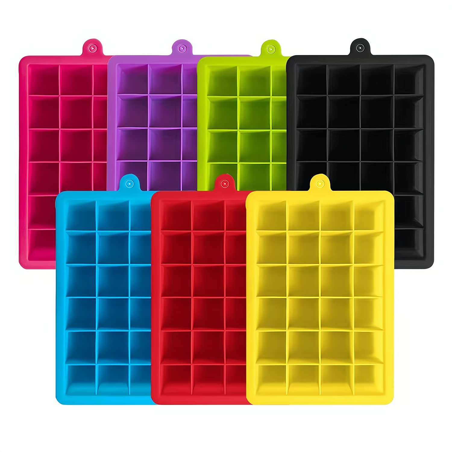 Oren Empower Flexible Silicone Ice Cube Mold Trays 24 Cavity Ice Cube Tray for Freezer, Whisky, Cocktail and Dishwasher Safe (Pack of 4), Assorted