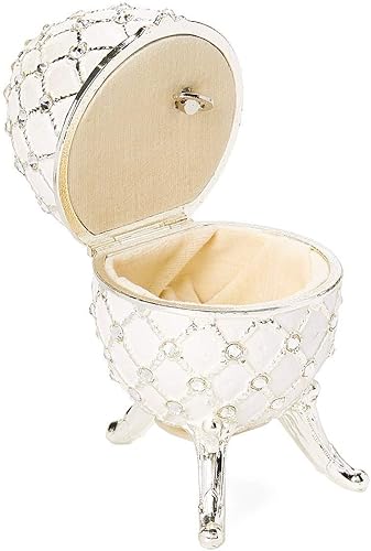 Miniatura 2 de Splendid Pearly White Egg Shaped Musical Jewelry Box with Crystallized Swarovski Elements playing Canon by Pachelbel