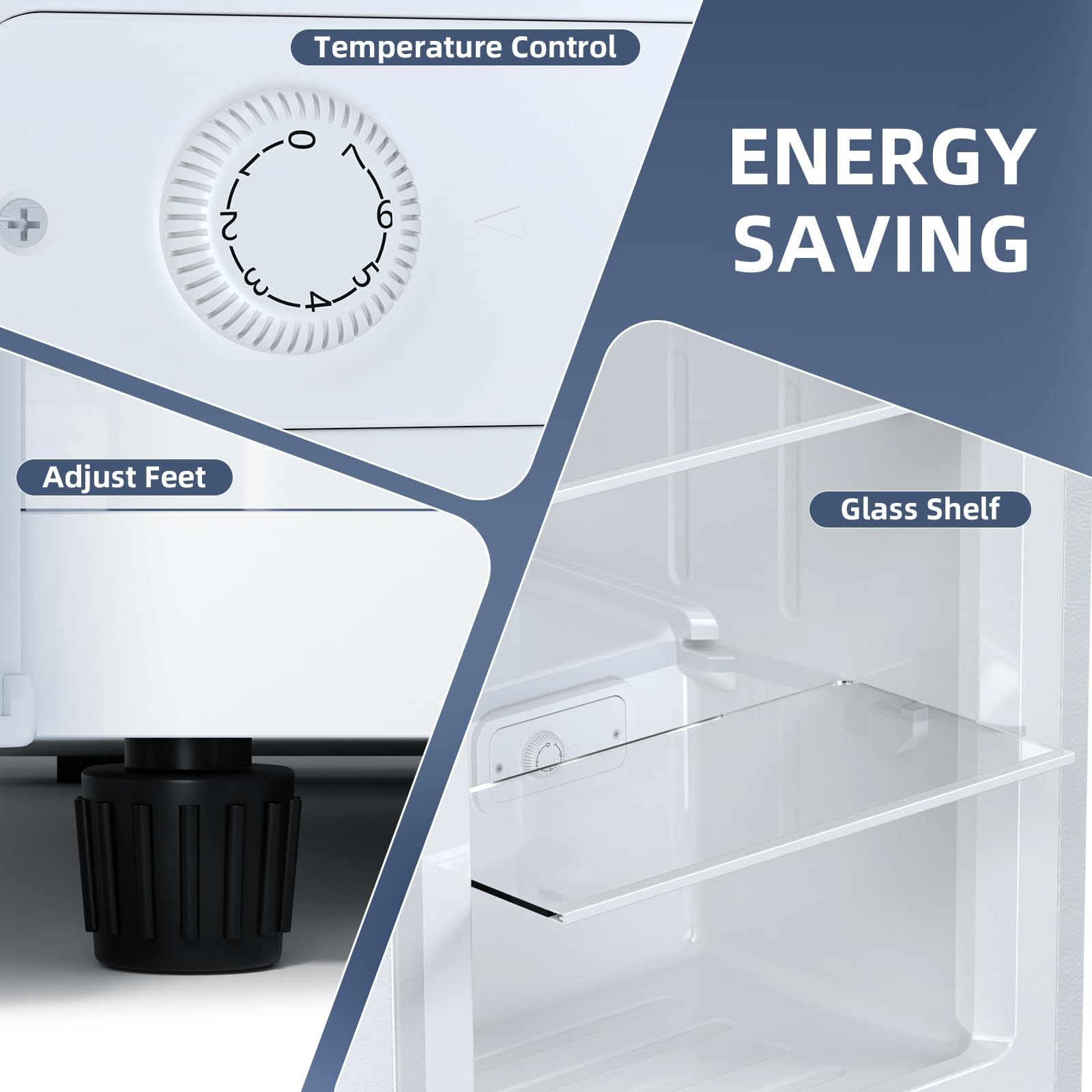 Antarctic Star 6.0 Cu.Ft Upright Freezer, Small Stand Up Freezer With Adjustable Thermostat, Removable Glass Shelves, For Bedroom/Home/Dorms,White on Fridge.com - View 2