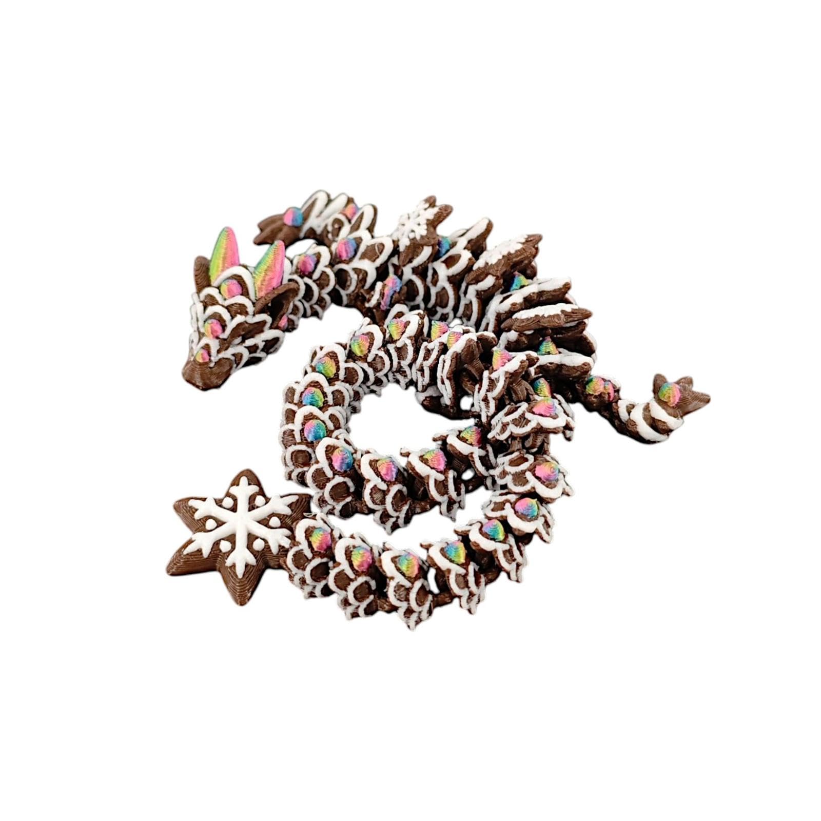 Creative 3D Printing Christmas Cookie Dragon Snowflake Dragon Model Joints Movable Children Toys Gift Home Office Ornaments Decor