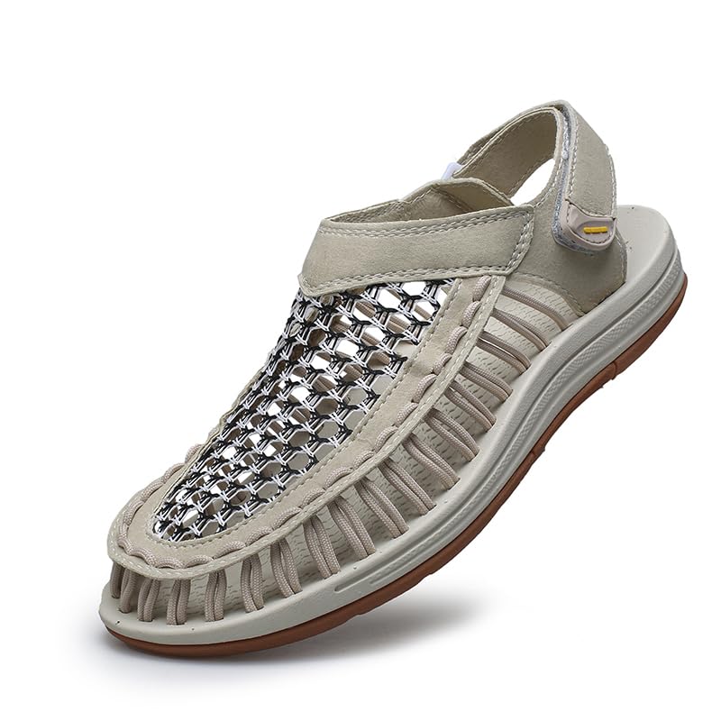 Men's Wrap Toes Breathable Flat Orthopedics Sandals, Outdoor Beach Slip on Casual Woven Sandals Size 6.5-12 - Main Image