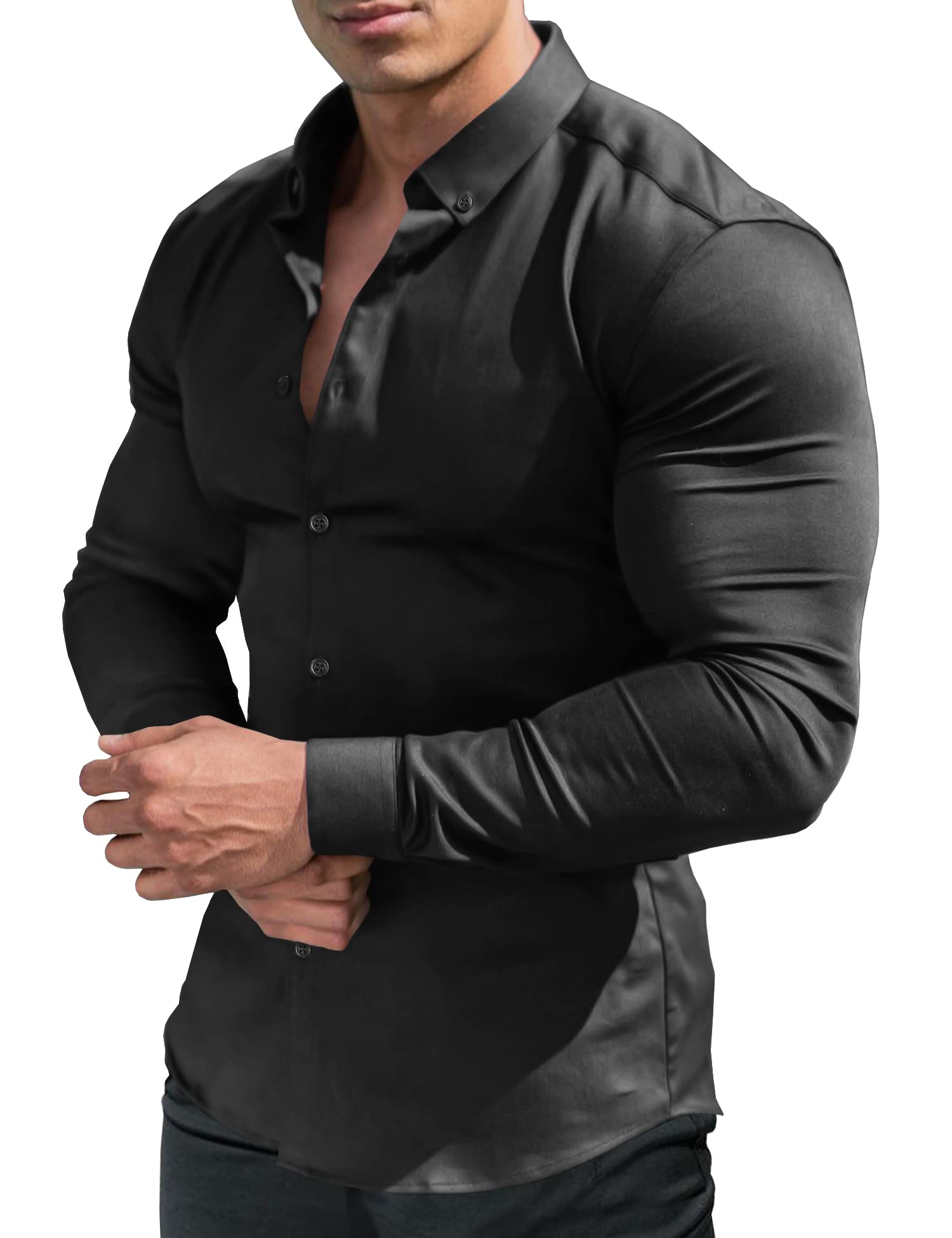 URRU Men's Muscle Dress Shirt