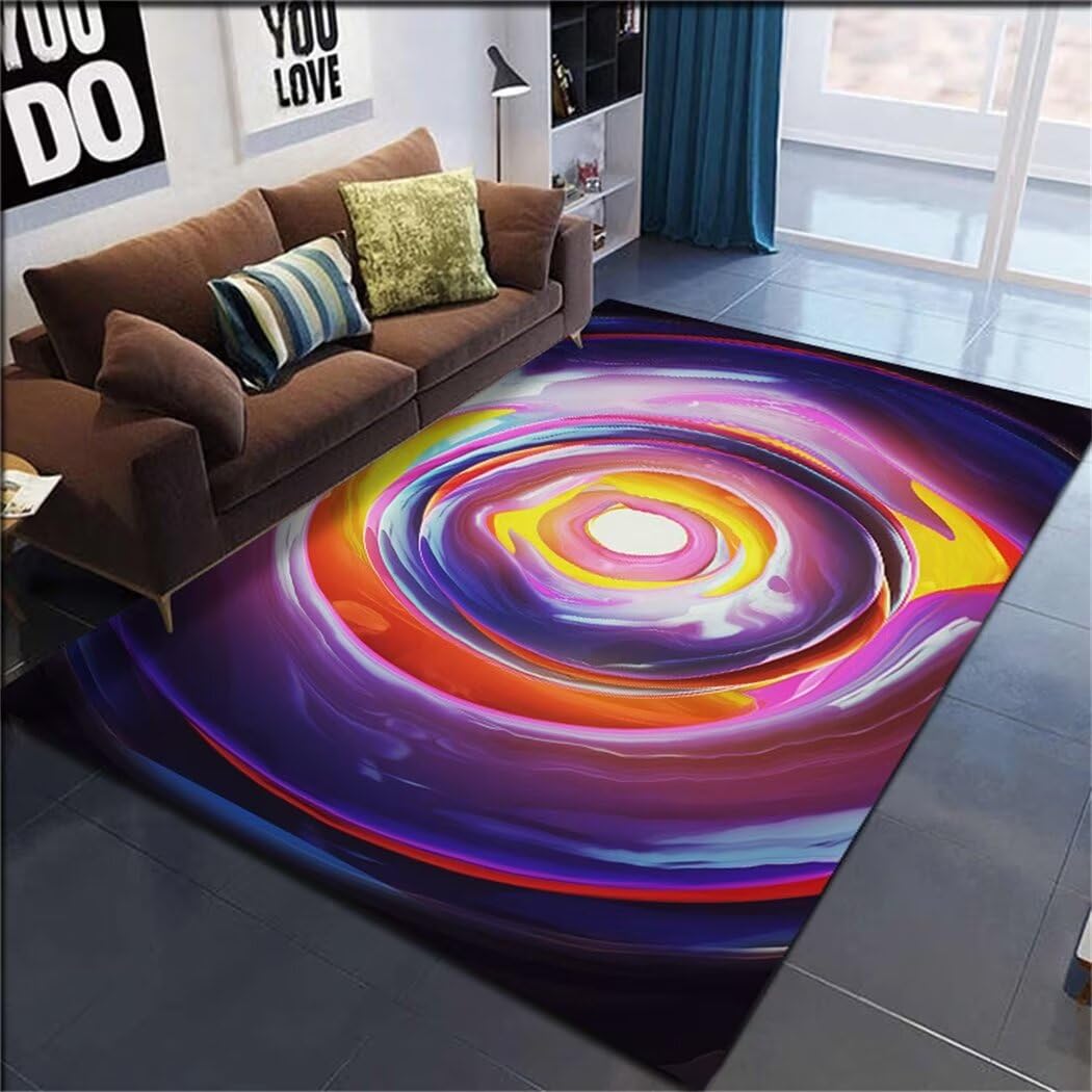Tapis de couloir long 70x140 cm antidérapant à motif tourbillon