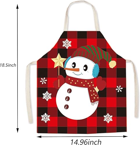 Miniatura 6 de HIIXHC 4 Piezas de Delantal de Cocina de Navidad Ajustables Decoración de Fiesta de Navidad de Rayas Rojas Delantales para Hornear y Asar a la