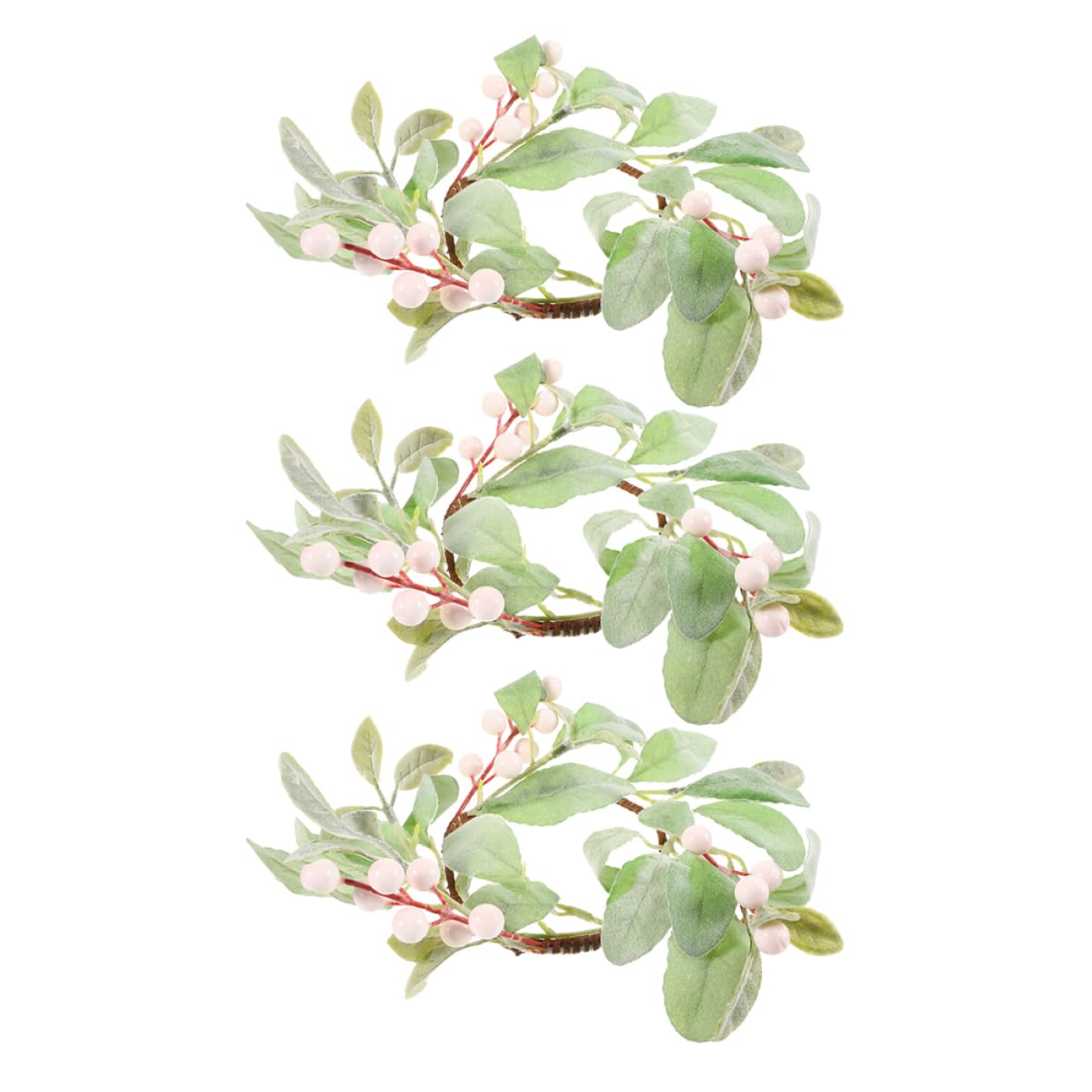 PRETYZOOM Christmas Candle Ring Decor Greenery Pillar Candle Holder Faux Floral Wreath Farmhouse Style Holiday Accessory