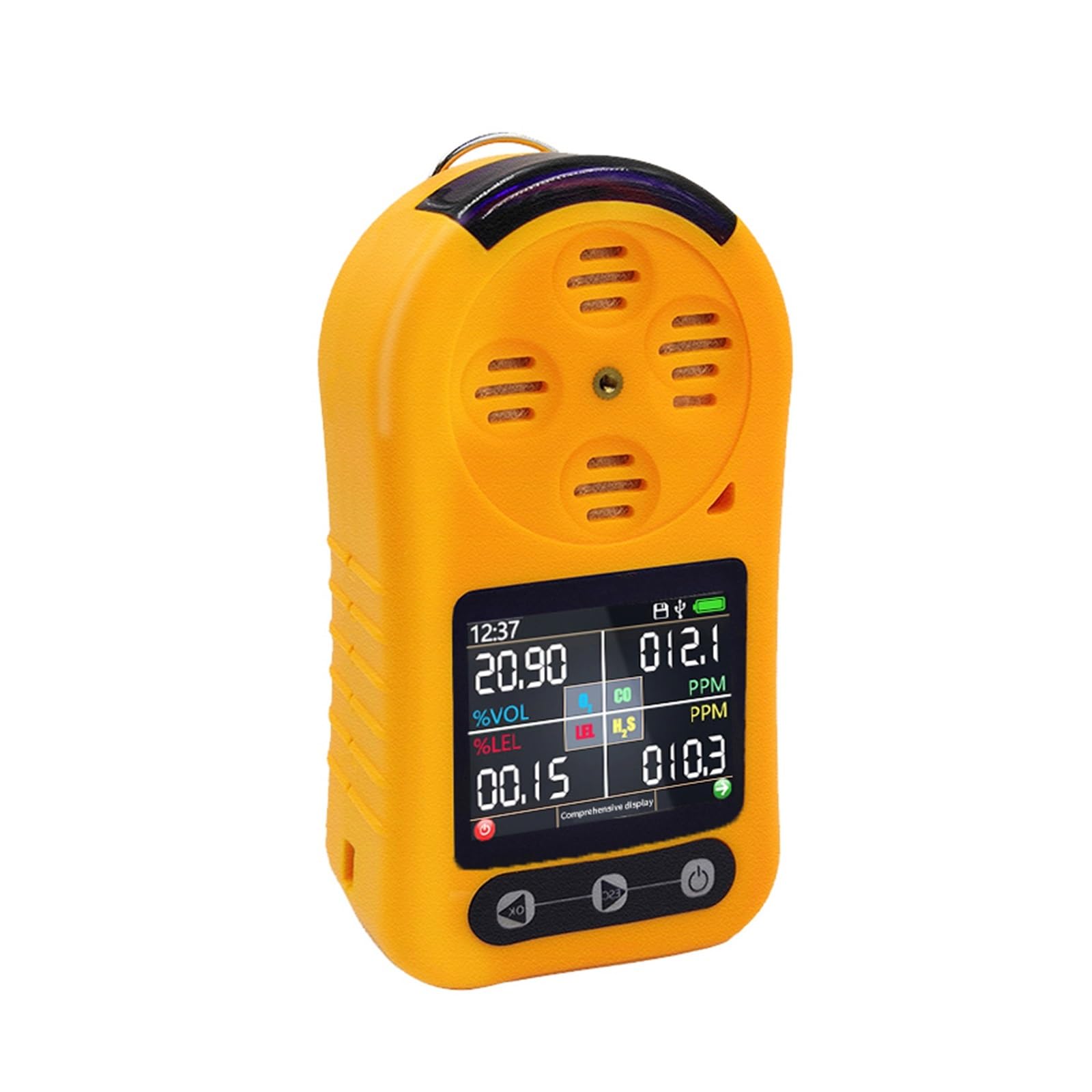 Détecteur de gaz Portable sans Fil 4 en 1 avec capteur d'alarme de gaz O2 CO LEL H2S avec afficha Lecture en Temps réel(Single LEL)