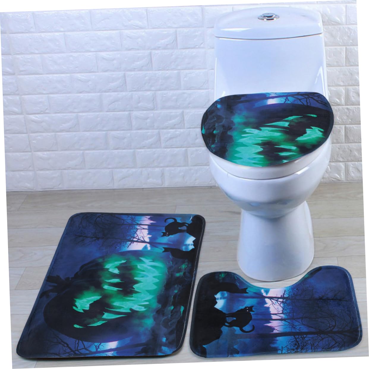 MAGICLULU Set di 3 Tappetini Bagno Zucca Halloween in Poliestere