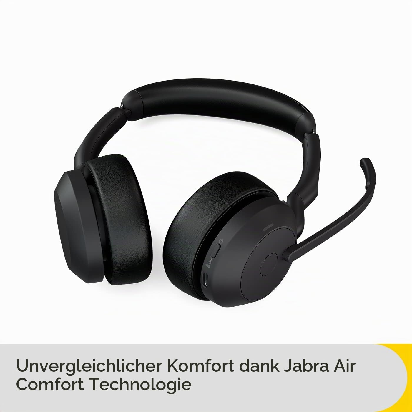 Jabra Evolve2 55 – kabelloses Stereo-Headset mit Ladestation Air Comfort, ANC und Geräuschunterdrückung, MS Teams Zertifiziert, kompatibel mit Anderen Plattformen – Schwarz (Generalüberholt)