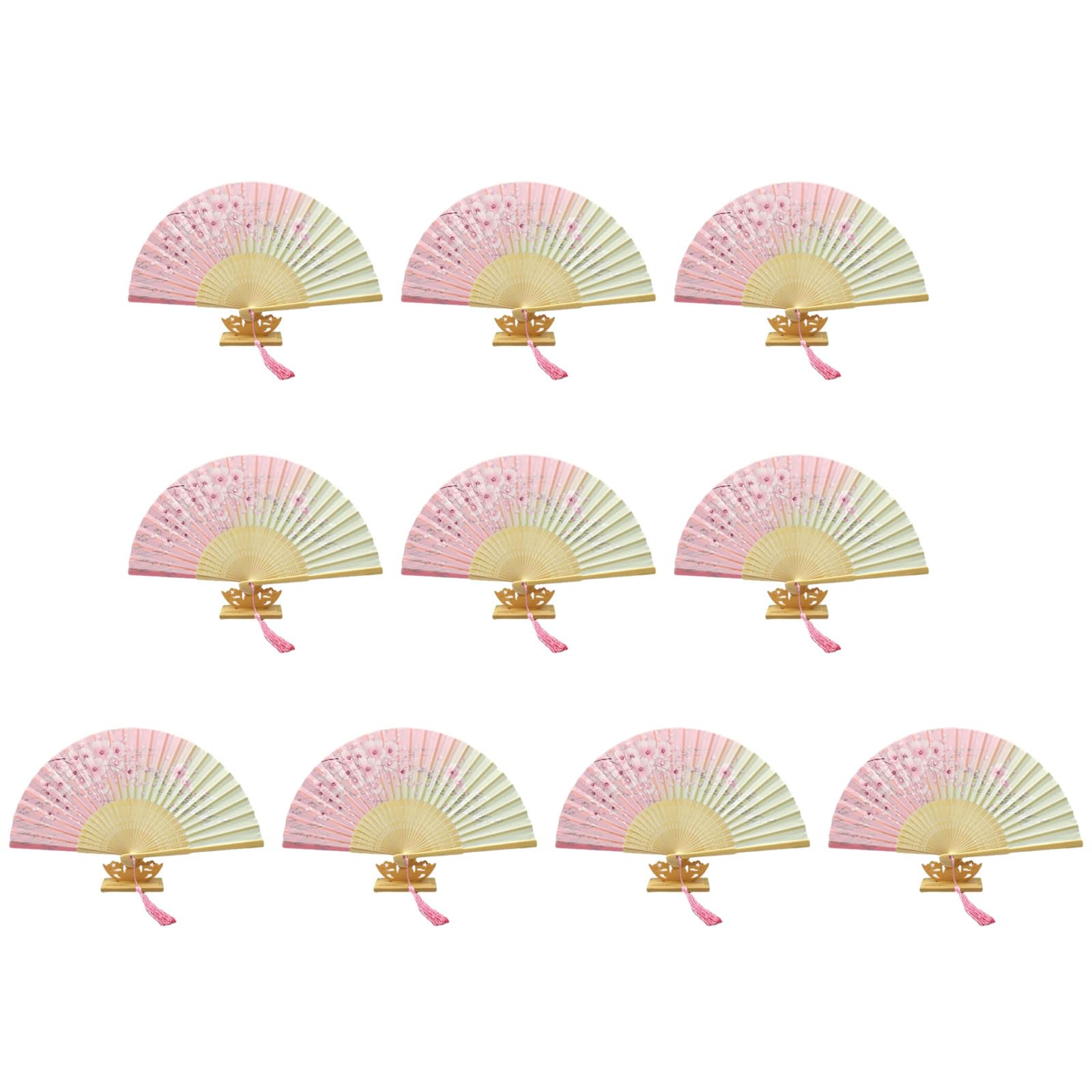 Xinsheinelry Of 10 Bamboo Folding Fans Traditional Chinese Handheld Fan with Elegant Carvings for Cooling and Decoration Bamboo Folding Fan