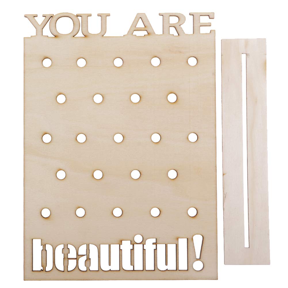 Expositor Rectangular de Madera con 23 Agujeros para Pendientes, 14 x 19,5 cm, Organizador