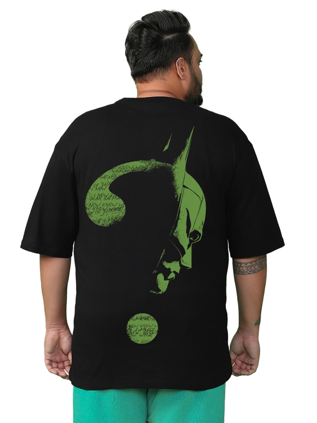 Official DC Merchandise Batman Men's Graphic Printed Oversized Fit Half Sleeve Round Neck Cotton Plus Size T-Shirt-image-17