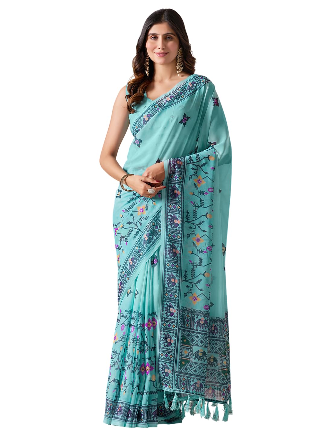 Women's Georgette Saree with Unstitched Blouse Piece-picture-18