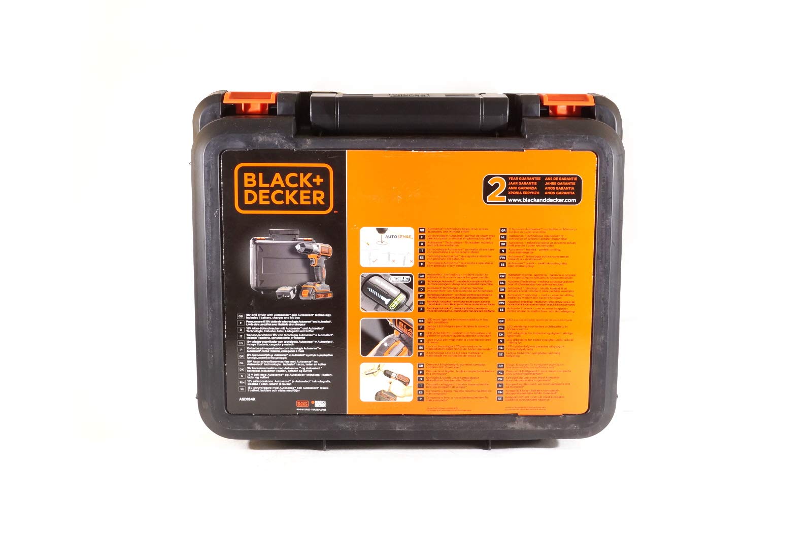 Black+Decker Autosense Akku-Bohrschrauber ASD18K – Akkubohrer mit Autoselect-Technologie & LED-Arbeitslicht zum Bohren in Holz & Metall und zum Schrauben – 1 x Akkuschrauber Li-Ion 18 V