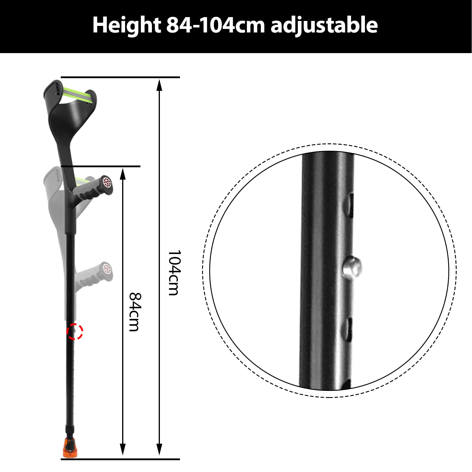 KrüCken Plegable, Andador Para Adultos (2 Piezas) | La Altura De La Taza Es Ajustable Y Adecuada Para Personas Mayores, NiñOs Y Adultos Con Un TamañO De Cuerpo De 140-190 Cm