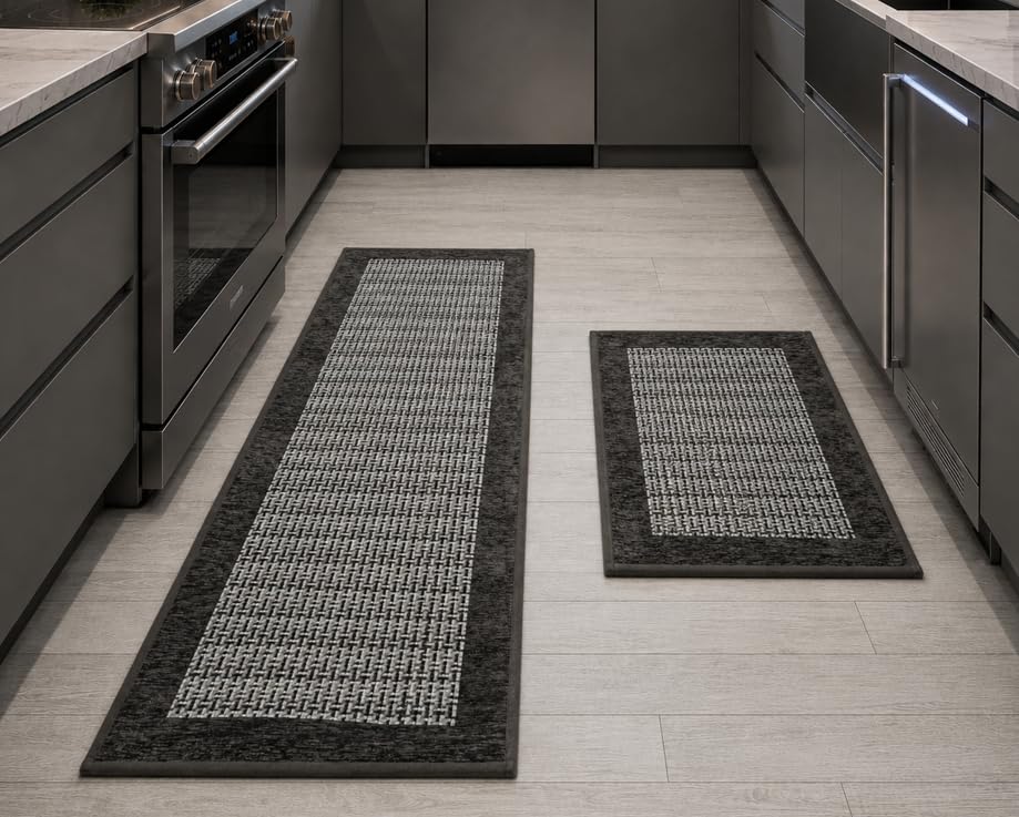 Alfombras cocina set 2 piezas antideslizantes de 44x150cm y 44x75cm lavables