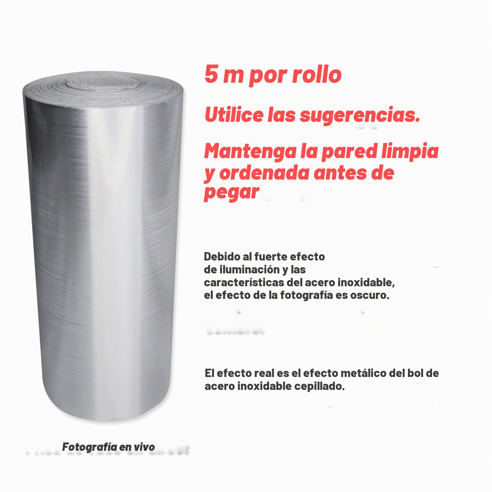 Borde del papel pintado plata cepillada Auto Adhesivo del Papel Pintado del PVC Cenefa autoadhesiva para decoración de pared de cocina baño 10cm X 500cm