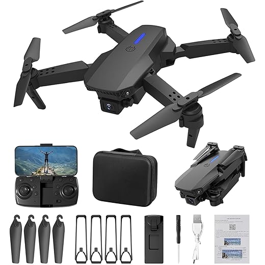 Drone with 4K 1080P HD Dual Camera One Key Start, Emergency Stop, Headless Mode, Carrying Case, Obstacles 360° Flip With Aerial Photography Drone Multicolor