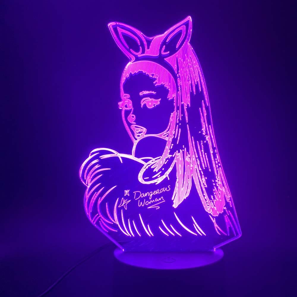 YS-LED Night Lights - 3d Lamp Table Nightlight Celebrity Singer Ariana Grande Poster Cat Girl Fans Gift for Bedroom Decorative 3d Led Night Light (7 colors no remote)-NEW