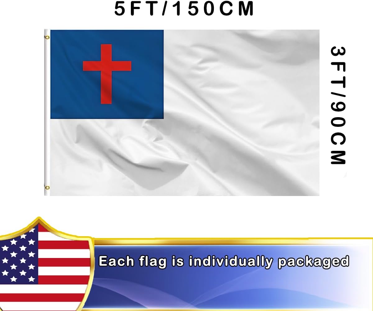Volta Double Sided Christian Flag 3x5 ft, Outdoor Heavy Duty 3-Ply Durable Nylon Jesus Flag with Canvas Header/Brass Grommets for Indoor and Outdoor Decorative Use.