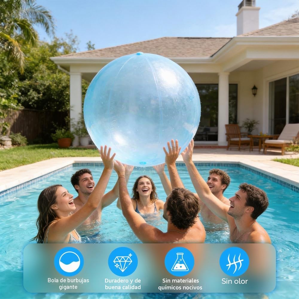 2 Piezas Globos de Agua Reutilizables, 120cm Bola de Burbujas XXL, Gigante Inflables Globos Agua Reutilizables, Gigantes de TPR Pelotas Gigantes para Beach Party Garden (Azul, Rosa)