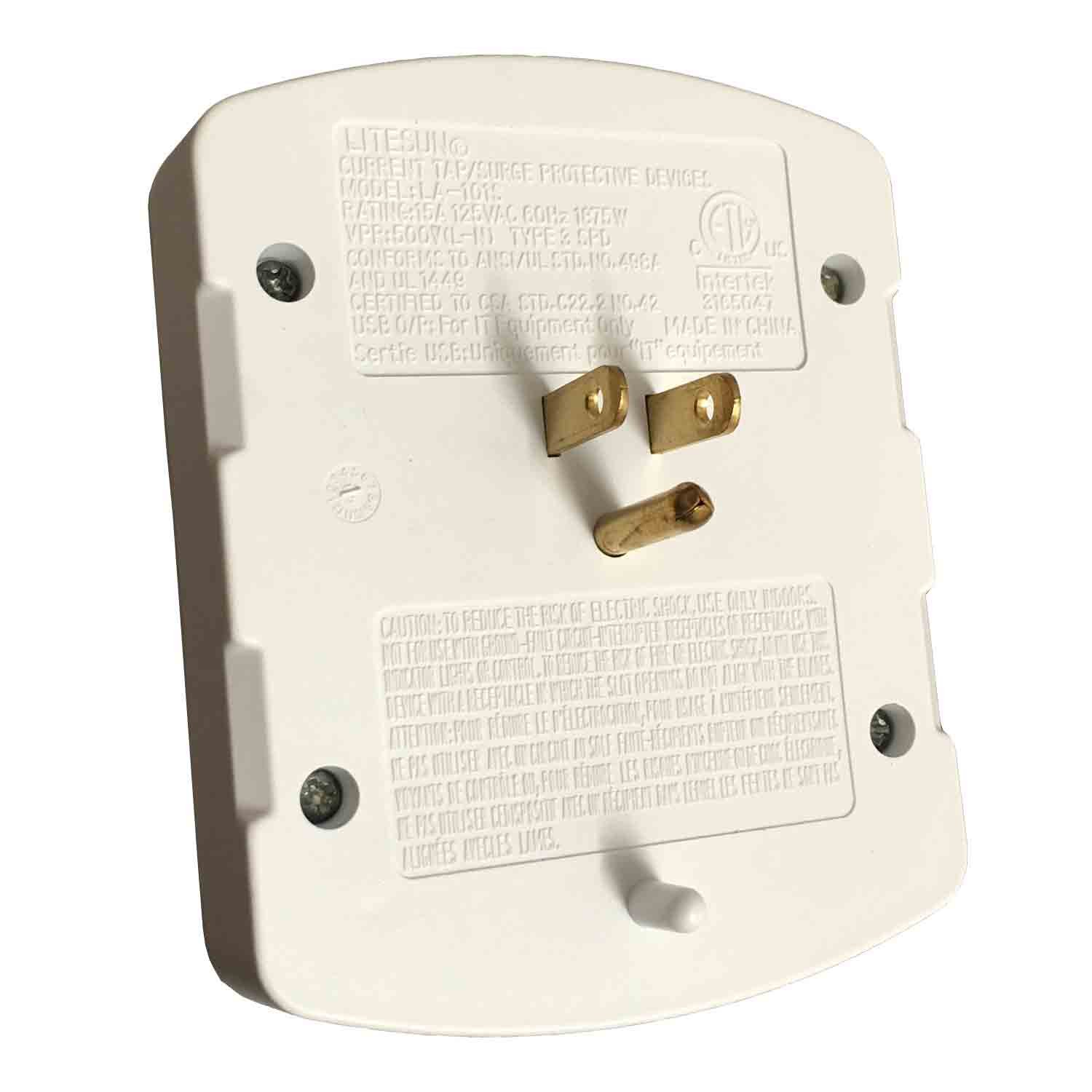 Topzone 3 AC Outlet Wall Mount Surge Protector Adapter with Dual USB Charging Ports