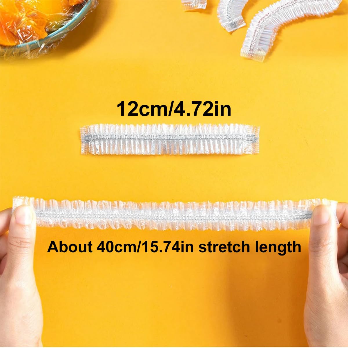 Queenbox 100pcs 4.7in Disposable Food Bowl Storage Cover, Transparent Elastic Fridge Fresh Keeping Bag for Bread Vegetable Fruit Meat Leftover