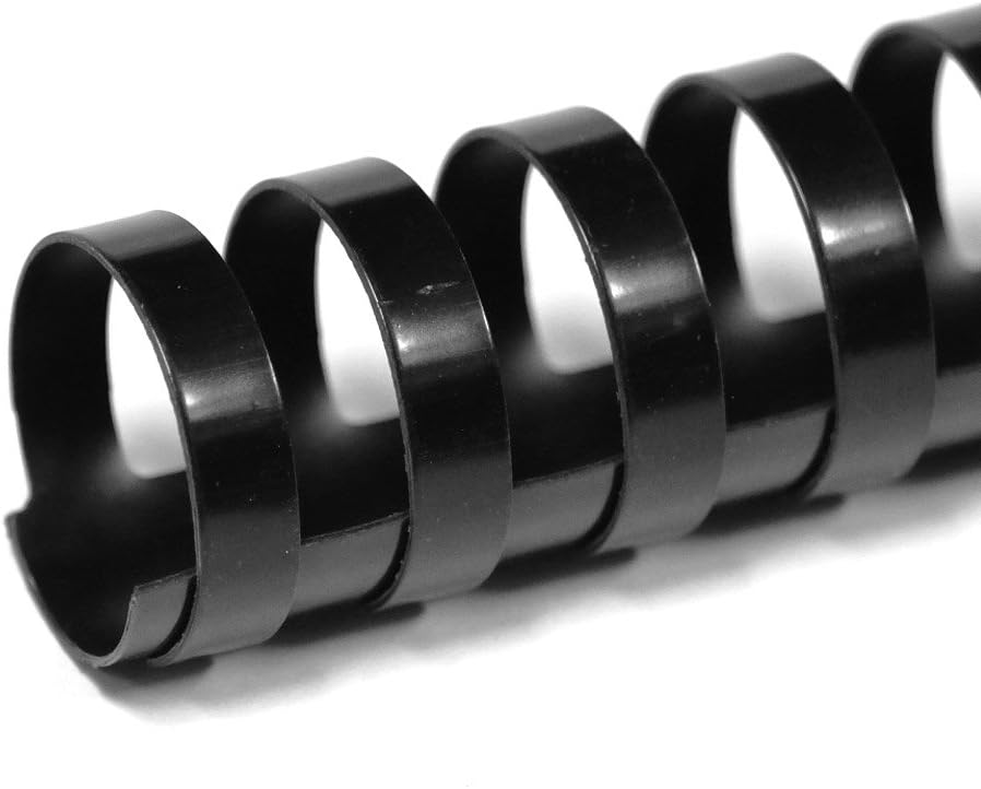 TruBind 22mm (7/8 in.) Comb Binding Spines | 11 in. Length for Letter Size or Smaller Projects | Standard 19-Ring Rectangular Holes | Black | 175 Sheet Binding Capacity | 100 Pack