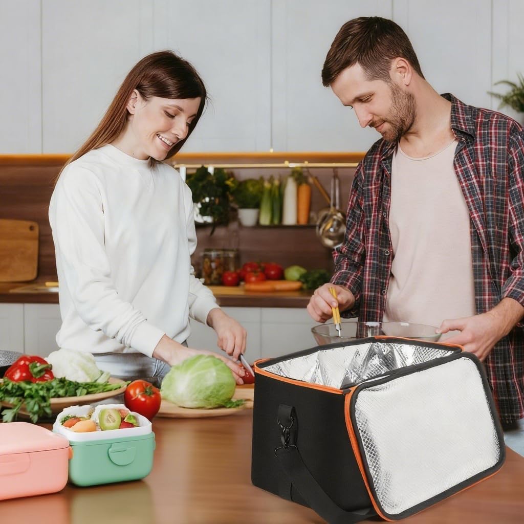 Heated Lunch Box Food Warmer, 14'' x 8'' Personal Microwave Heated Portable Oven, Electric Lunch Box for Outdoor Cooking, Reheating Food for Work, Picnic, Camping, Fishing, & Car or Truck Trips