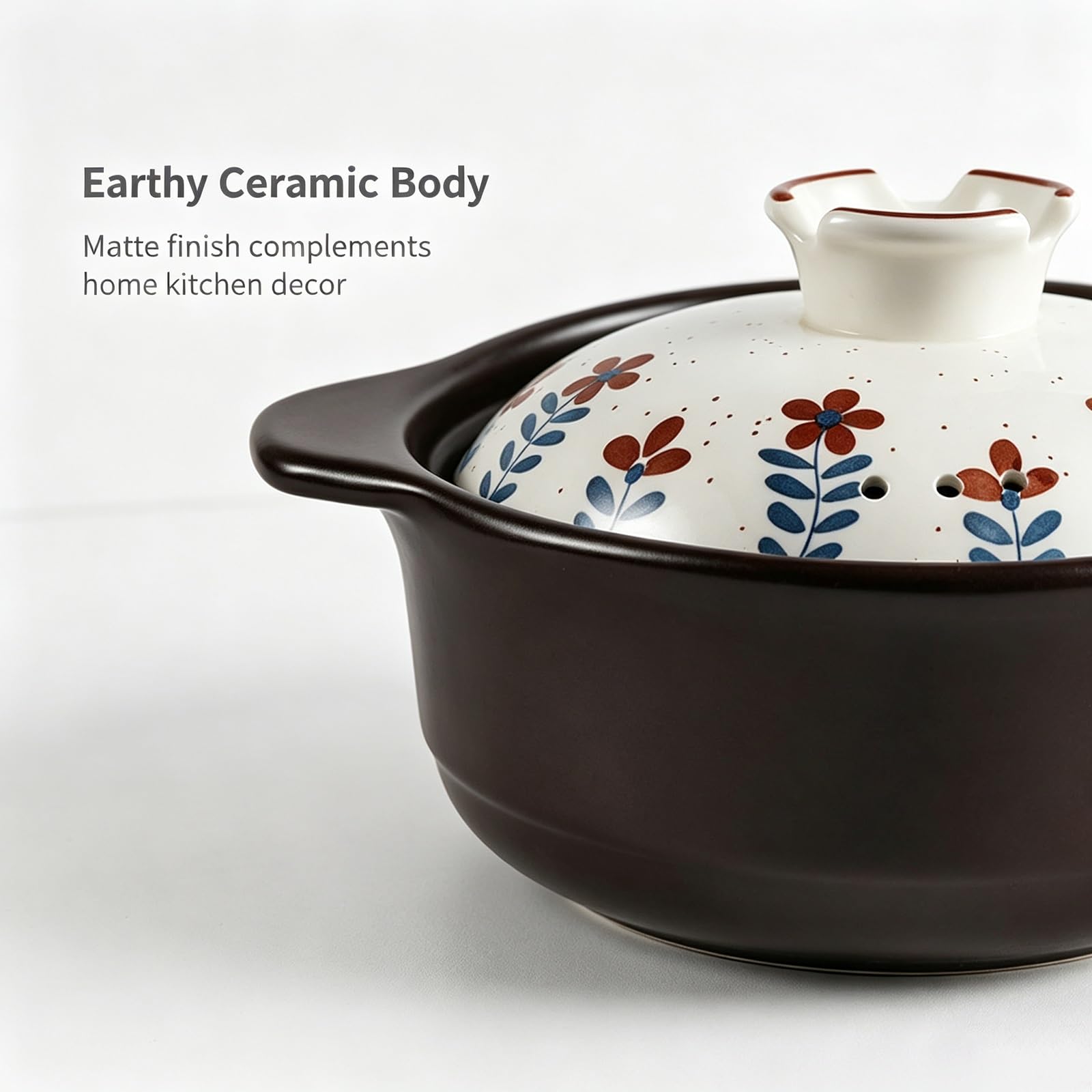 Ceramiczny garnek do gotowania, garnek do gulaszu z pokrywką, chińska ceramika do powolnego gotowania, idealny do gulaszu, zup i zapiekanek, trwały i łatwy do czyszczenia, pojemność 3,5 l