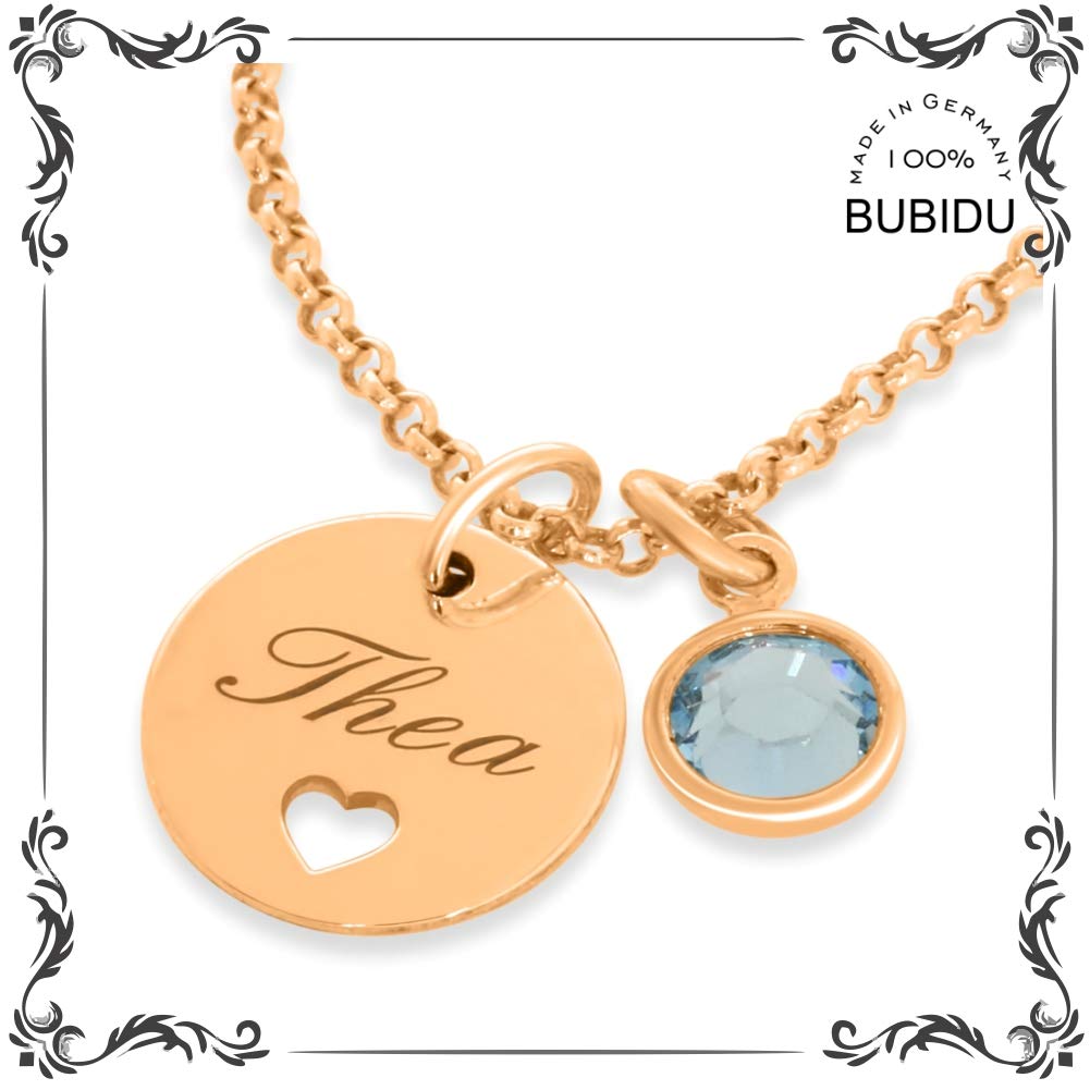 Rosegold Kette Geburt Namenskette mit Herz aus 925 Sterling Silber Goldkette mit Namen moderne Kette mit Gravur Taufe personalisiert Name | HANDMADE IN GERMANY