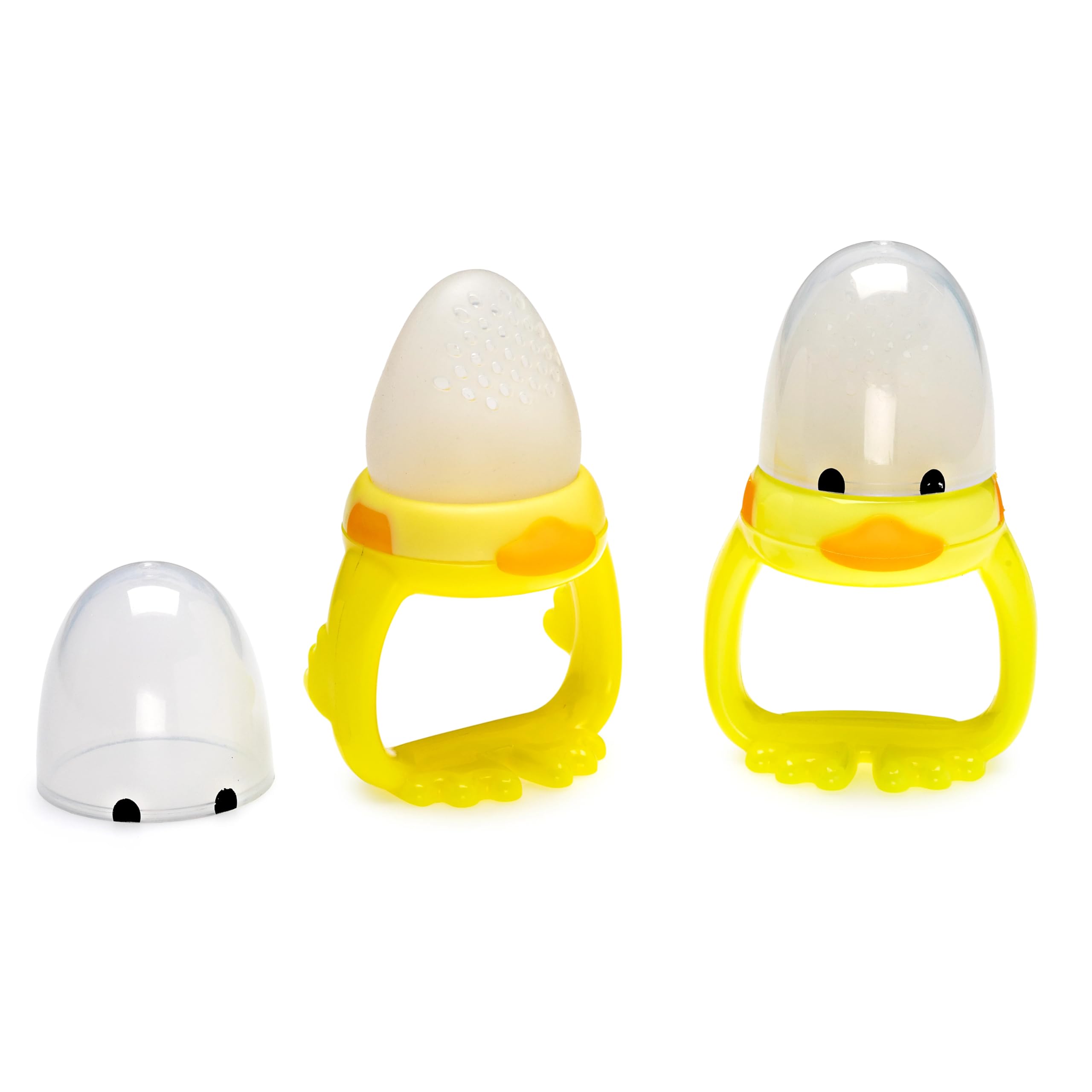 Melii Silicone Duck Fresh Food Feeder and Teether - 2 Pack Baby Fruit Food Feeder to Safely Introduce Fresh or Frozen Fo