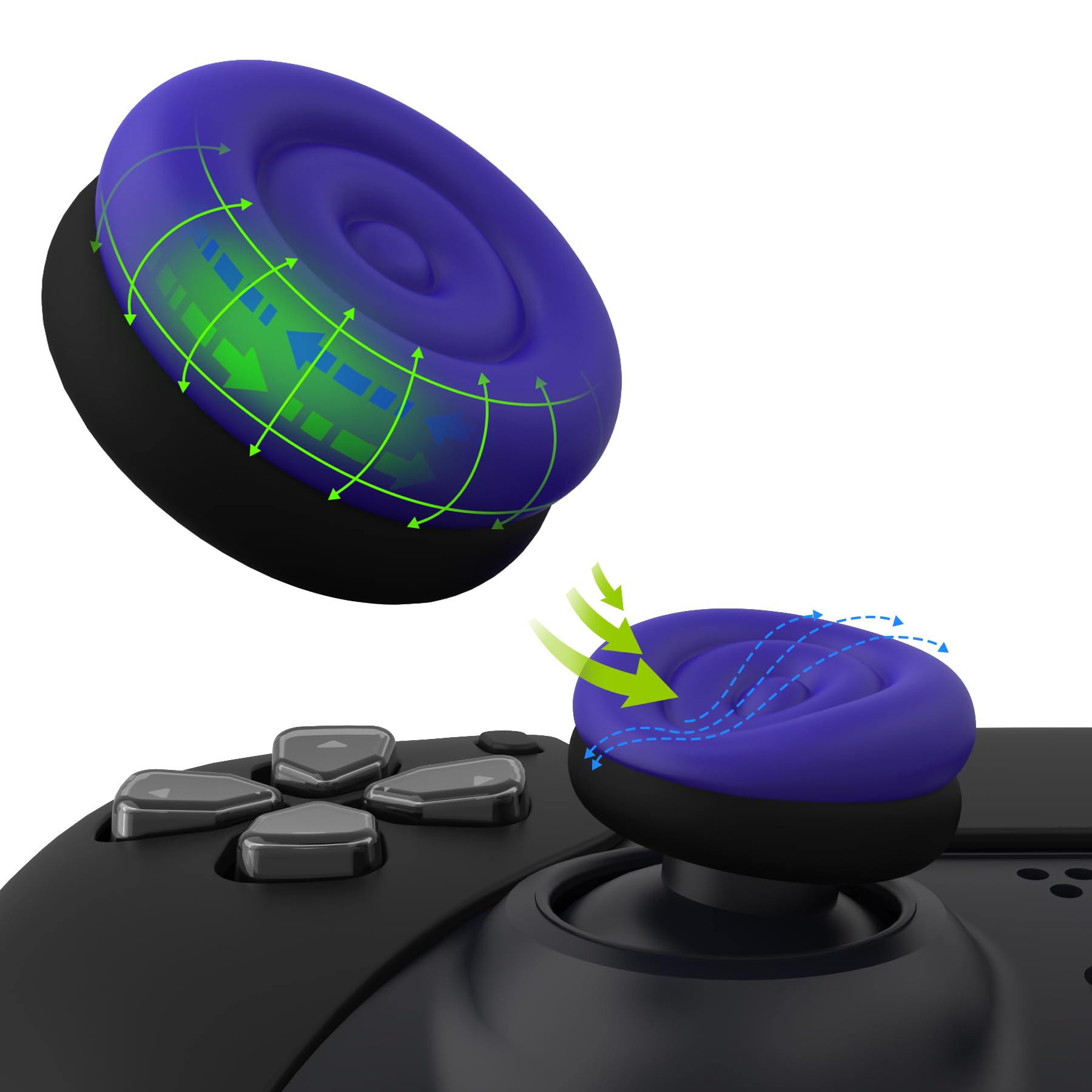 PlayVital ps5やps4コントローラーに対応用ジョイスティックキャップクッションバージョン、Xbox Series X/Sに対応用サムスティックグリップカバー、Xbox OneやElite Series 2コントローラーに対応用サムスティックグリップキャップ、Switch Proコンに対応用ジョイスティックキャップ-Circle Design【ギャラクティック パープル&ブラック】