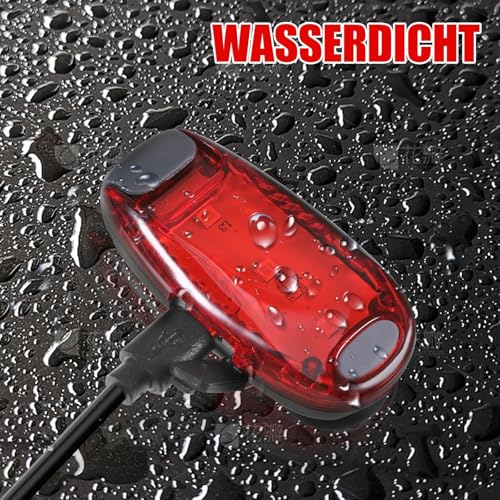 2 Rote LED Blinklicht USB Aufladbar, LED Sicherheitslicht mit Clip und Reflektierendem Ban für Schulranzen, Läuft, Zu Fuß, Hund, 3 Modi