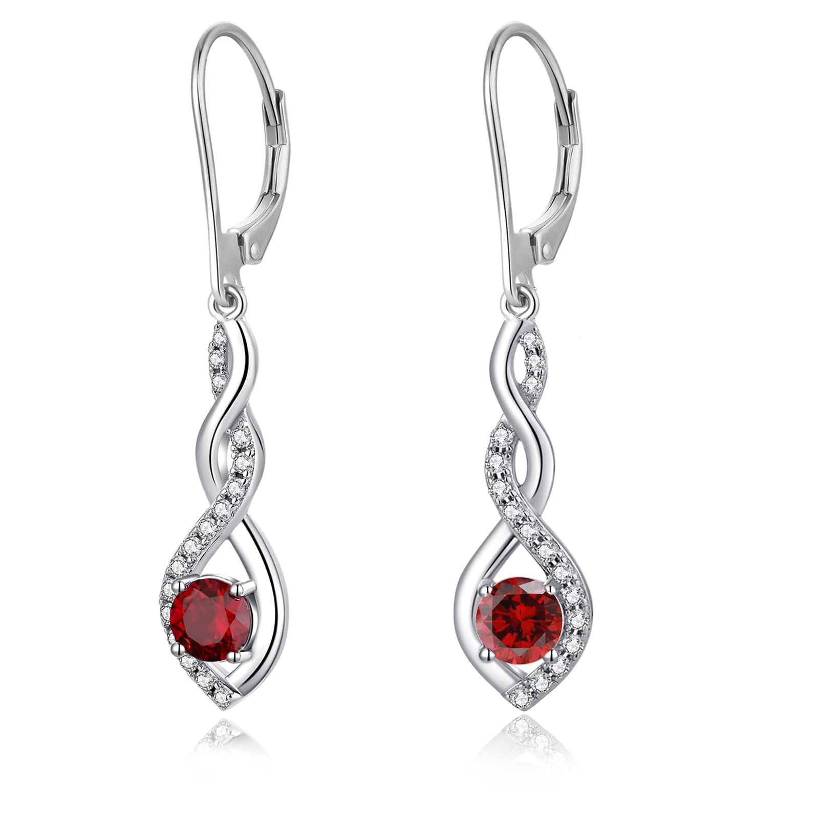 Jiamiaoi 18K Weißgold Plattiert Brillant Ohrringe - Silber 925 Hängend Sterling Unendlichkeit Infinity Lang Damen Diamant